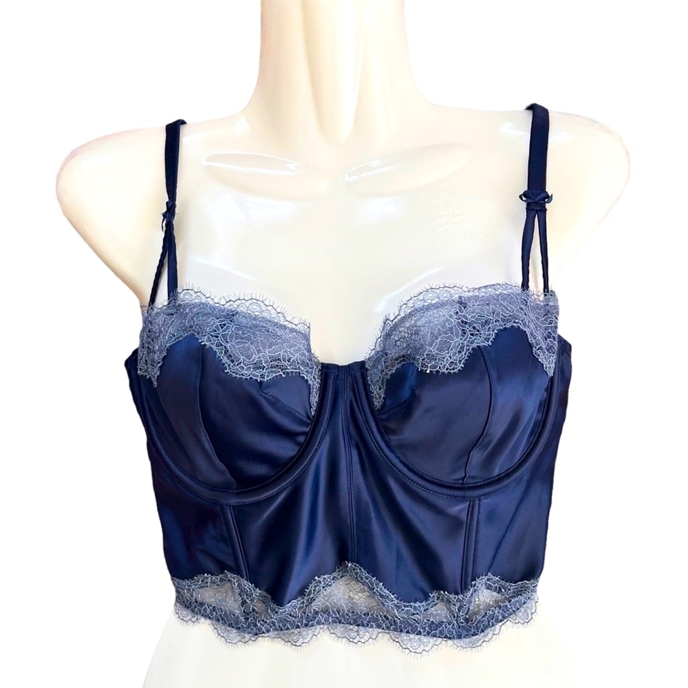Victoria’s Secret Navy Blue Balconet Bustier Bra Size 32DD - Picture 4 of 6